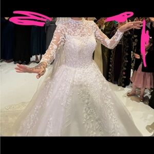 Elegant White Lace Wedding Dress Custom Made